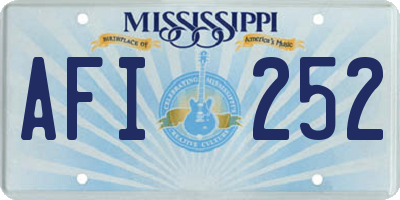 MS license plate AFI252