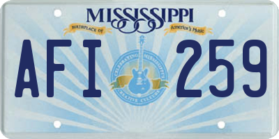 MS license plate AFI259