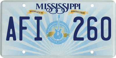 MS license plate AFI260