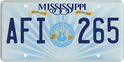 MS license plate AFI265