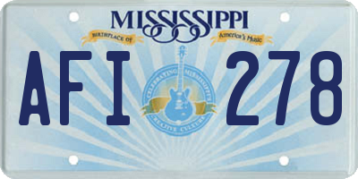 MS license plate AFI278