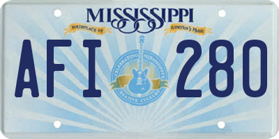MS license plate AFI280