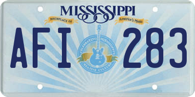 MS license plate AFI283
