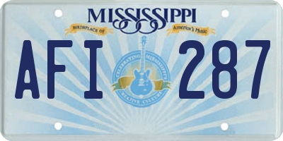 MS license plate AFI287