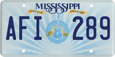 MS license plate AFI289