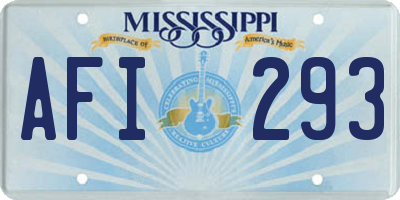 MS license plate AFI293