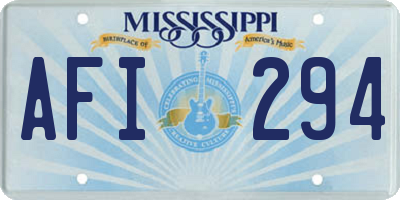 MS license plate AFI294