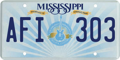 MS license plate AFI303