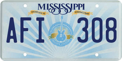 MS license plate AFI308