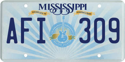 MS license plate AFI309