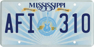 MS license plate AFI310