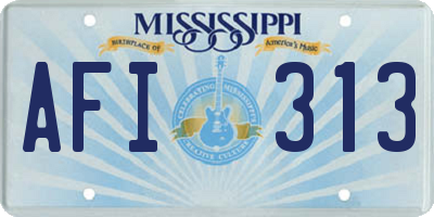 MS license plate AFI313