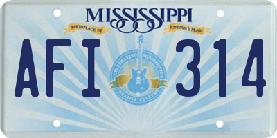 MS license plate AFI314