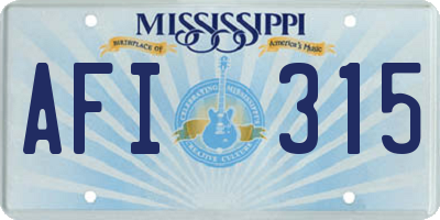 MS license plate AFI315