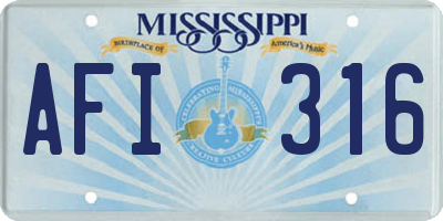 MS license plate AFI316