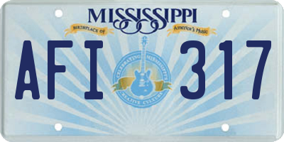 MS license plate AFI317