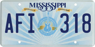 MS license plate AFI318