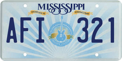 MS license plate AFI321