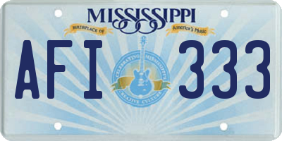 MS license plate AFI333