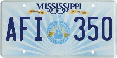 MS license plate AFI350