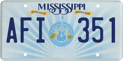 MS license plate AFI351