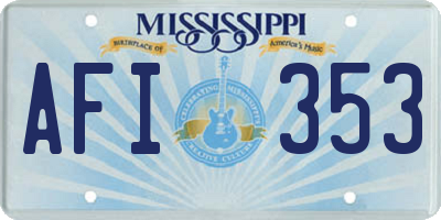 MS license plate AFI353