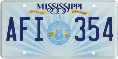 MS license plate AFI354