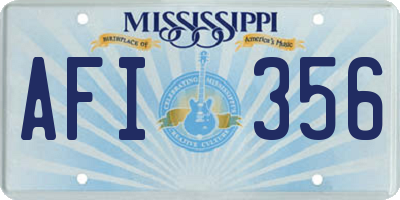 MS license plate AFI356