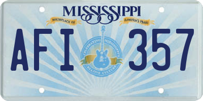 MS license plate AFI357