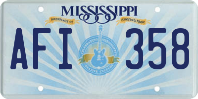 MS license plate AFI358