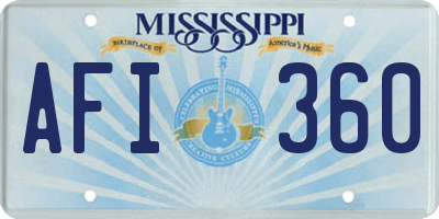 MS license plate AFI360