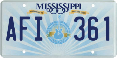 MS license plate AFI361