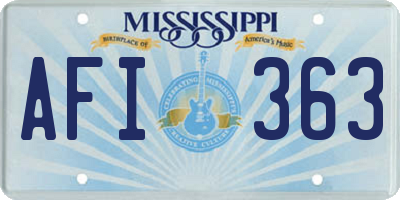 MS license plate AFI363