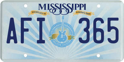MS license plate AFI365