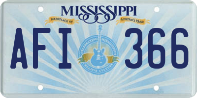 MS license plate AFI366