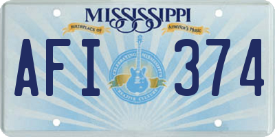 MS license plate AFI374