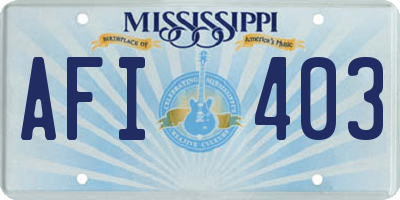 MS license plate AFI403