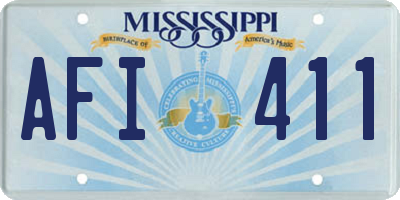 MS license plate AFI411