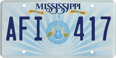 MS license plate AFI417