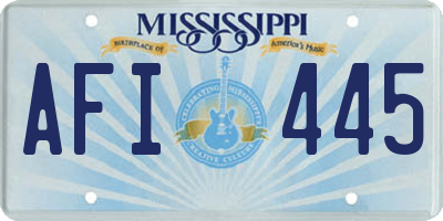 MS license plate AFI445