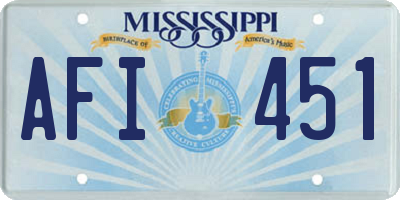 MS license plate AFI451