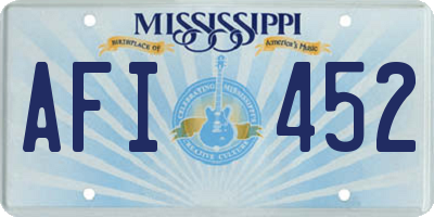 MS license plate AFI452