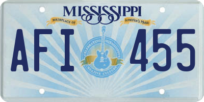 MS license plate AFI455