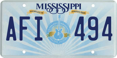 MS license plate AFI494