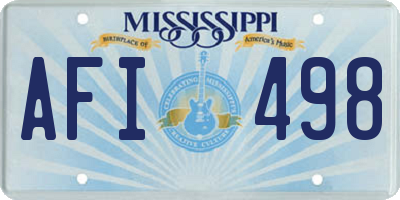 MS license plate AFI498