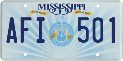 MS license plate AFI501
