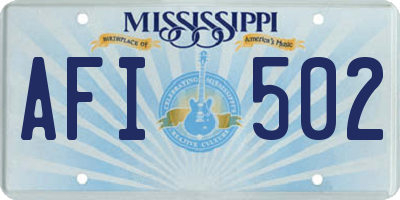 MS license plate AFI502