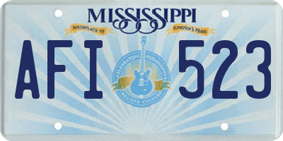 MS license plate AFI523