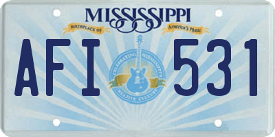 MS license plate AFI531