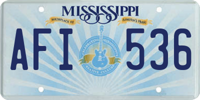 MS license plate AFI536